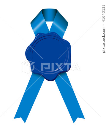 Wax seal with ribbon (blue) | Sealed wax seal | Illustration symbol icon Wax seal with ribbon (blue) | Sealed wax seal | Illustration symbol icon 41643132