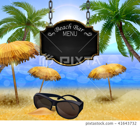 summer wooden sign on tropical beach background summer wooden sign on tropical beach background 41643732