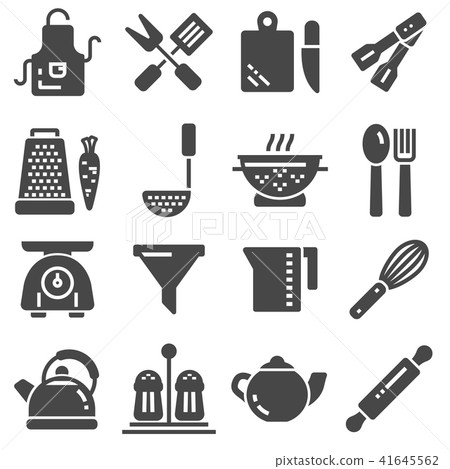 Vector black Cooking and kitchen icons set 41645562