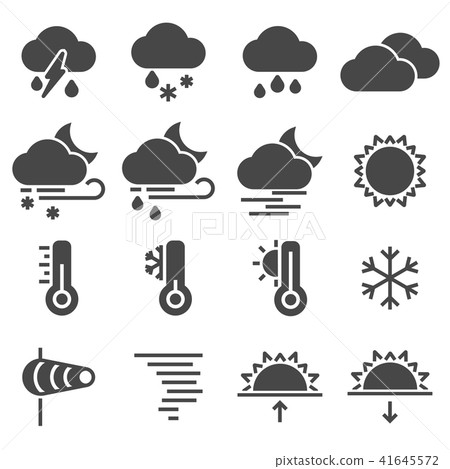 Weather icons on white background - Stock Illustration [41645572] - PIXTA