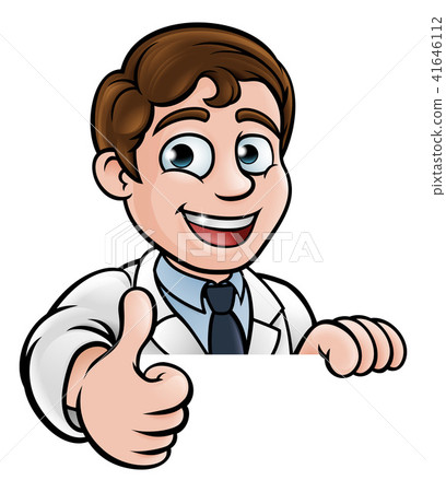Thumbs Up Scientist Cartoon Character Sign - Stock Illustration [41646112]  - PIXTA