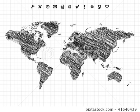 World map drawing, pencil sketch 41646439
