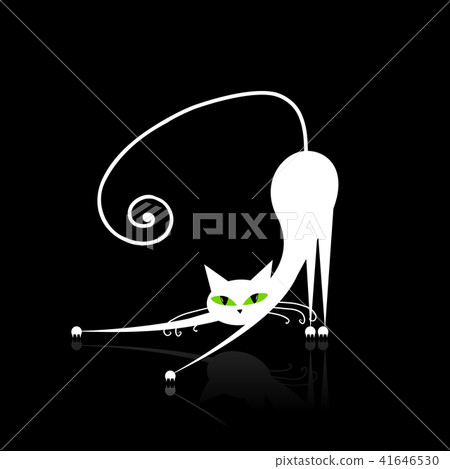 White cat with green eyes on black White cat with green eyes on black 41646530
