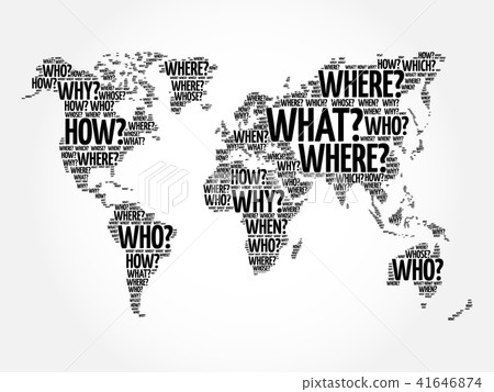 Question Words World Map in Typography 41646874