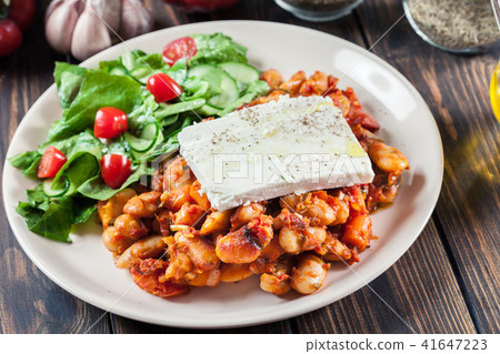 Baked giant beans with feta cheese Baked giant beans with feta cheese 41647223
