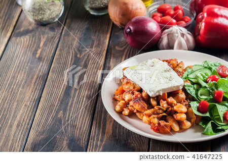 Baked giant beans with feta cheese Baked giant beans with feta cheese 41647225