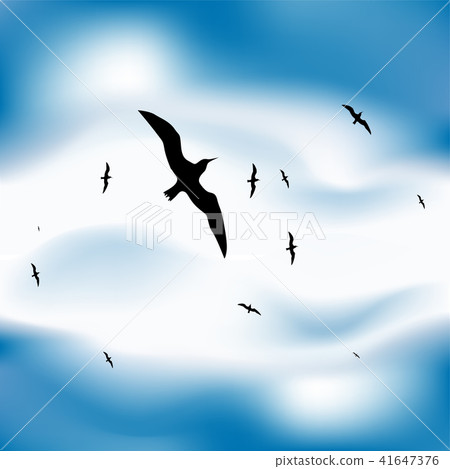 Birds flying in sky - Stock Illustration [41647376] - PIXTA