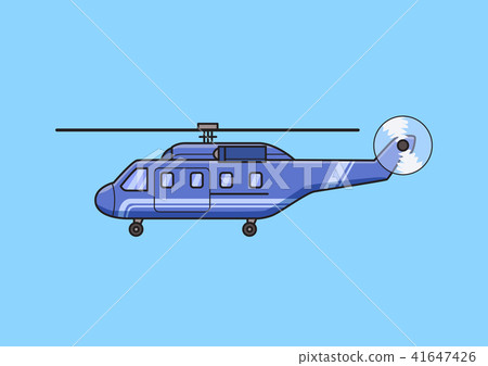 Big transport helicopter, chopper, aircraft. Flat vector illustration. Isolated on blue background. 41647426