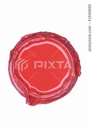 Used red paint can lid isolated on white 41648660