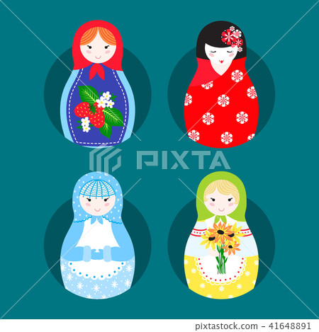 Matryoshka vector traditional russian nesting doll toy with handmade ornament figure pattern with 41648891