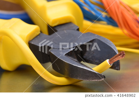 Tools for electrician and cables closeup Tools for electrician and cables closeup 41648902