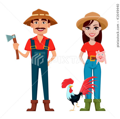 Farmers, man and woman, cartoon characters 41649440