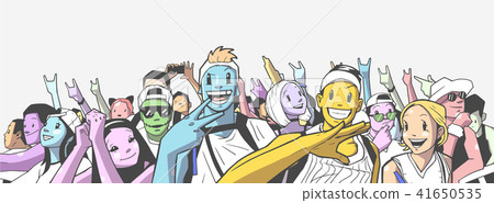 Cartoon illustration of party crowd vector Cartoon illustration of party crowd vector 41650535