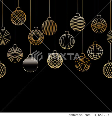 seamless border of golden Christmas ball - Stock Illustration [41651203 ...