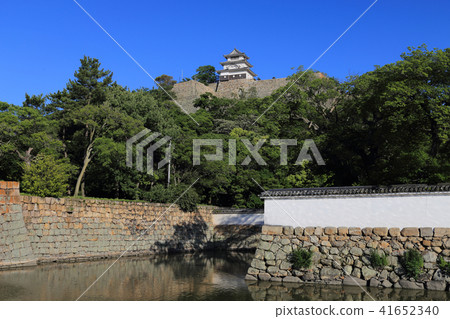 Kagawa prefecture Marugame city "Marugame castle" The castle tower looking up from the inner moat (existing tower) 41652340