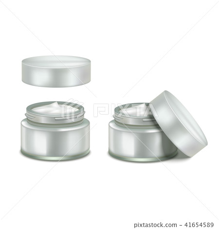 Opened Cream Jar with Lid in Realistic Style 41654589