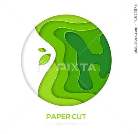 Grass green abstract layout - vector paper cut... - Stock Illustration ...