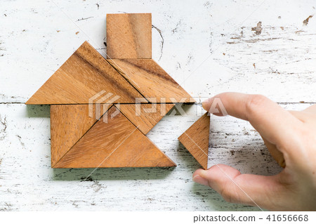 Tangram puzzle wait to fulfill home shape Tangram puzzle wait to fulfill home shape 41656668
