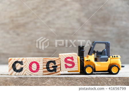Toy forklift hold letter block S in word COGS Toy forklift hold letter block S in word COGS 41656799