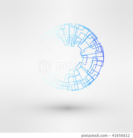 Wireframe logo polygonal element. Torus with connected lines and dots. Vector Illustration EPS10. 41656812