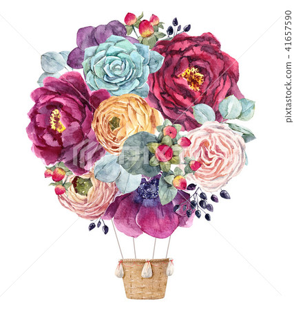 Watercolor floral air baloon 41657590