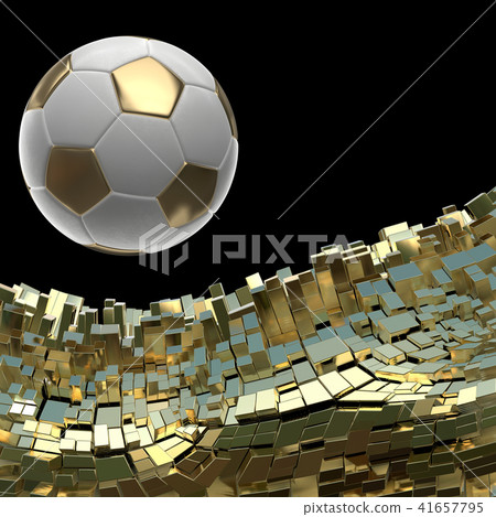 Soccer-balls isolated on golden architectural… - Stock Illustration