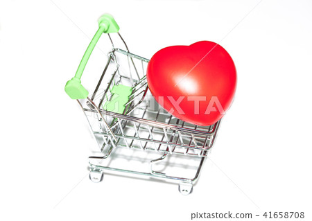 red heart ball in shopping cart 41658708
