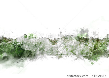 tree and field landscape on watercolor painting tree and field landscape on watercolor painting 41659314