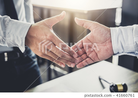 Handshake after good cooperation, Two Businessman handshake afte Handshake after good cooperation, Two Businessman handshake afte 41660761