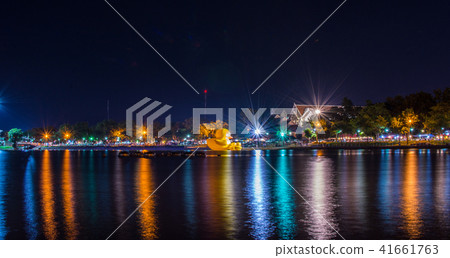 Nongprajak lake at night Udonthani,Thailand Nongprajak lake at night Udonthani,Thailand 41661763
