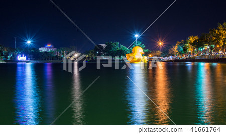 Nongprajak lake at night Udonthani,Thailand Nongprajak lake at night Udonthani,Thailand 41661764