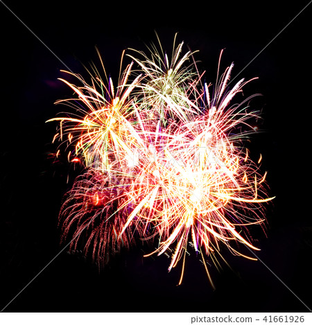 Firework streaks in night sky, celebration background Firework streaks in night sky, celebration background 41661926