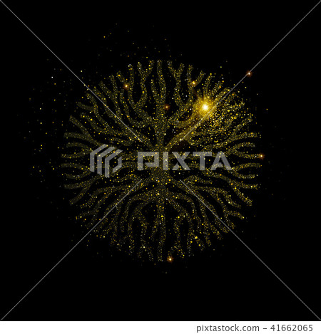 Abstract tree shape made of gold glitter dust - Stock Illustration ...