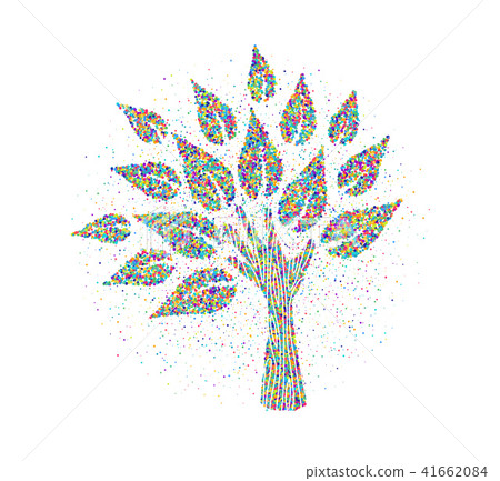 Human hand tree made of colorful particles 41662084