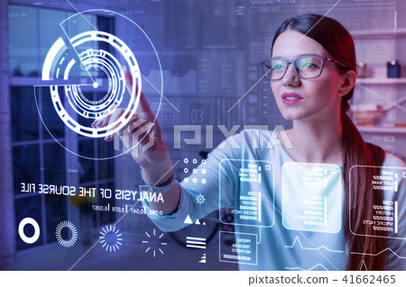 Progressive teacher touching the diagram on the screen Progressive teacher touching the diagram on the screen 41662465