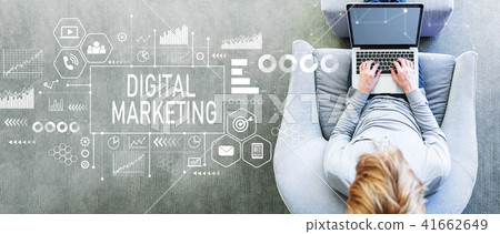 Digital Marketing with man using a laptop Digital Marketing with man using a laptop 41662649