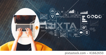 Marketing concept with person using a laptop Marketing concept with person using a laptop 41662650