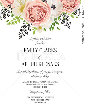 Wedding floral watercolor invitation save the date 41662669