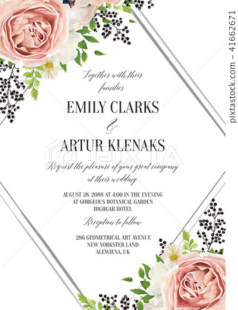 Wedding floral watercolor style invite, invitation Wedding floral watercolor style invite, invitation 41662671
