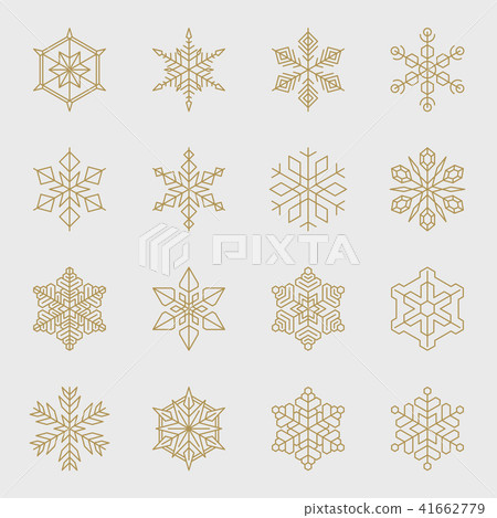 Minimal golden snowflakes set 41662779
