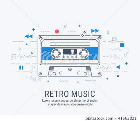 Audio cassette modern line art style. 41662821