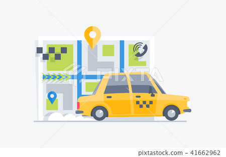 Car taxi on the map background Car taxi on the map background 41662962
