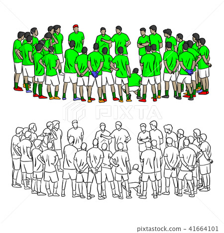 coach talking with soccer players for training coach talking with soccer players for training 41664101