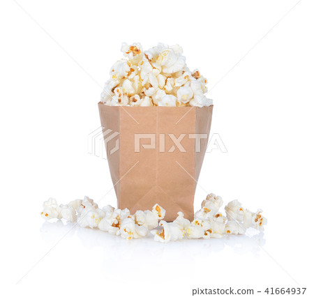 popcorn in box on white background 41664937