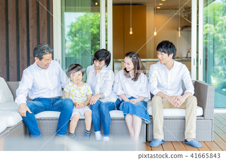 Three generations family, terrace, house 41665843