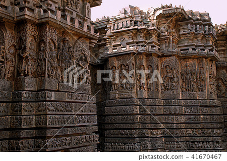 Facade and ornate wall panel relief of west side Facade and ornate wall panel relief of west side 41670467