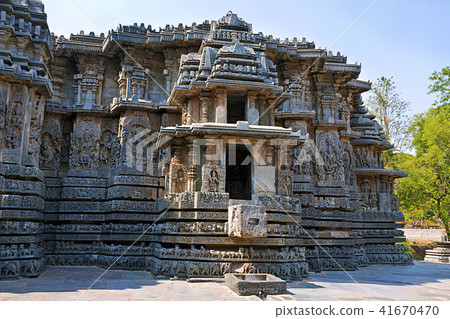 Facade and ornate wall panel relief of west side  41670470
