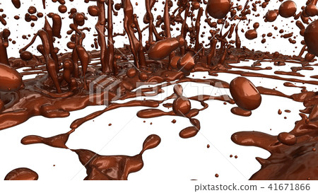 Melted chocolate or cocoa coffee splashes drops Melted chocolate or cocoa coffee splashes drops 41671866