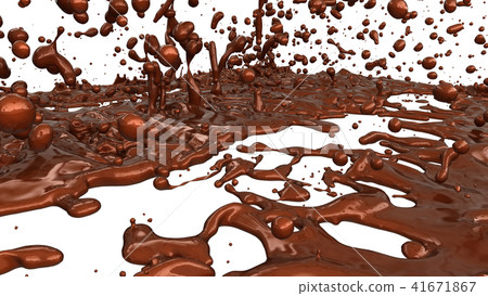 Melted chocolate or cocoa coffee splashes drops 41671867