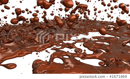 Melted chocolate or cocoa coffee splashes drops Melted chocolate or cocoa coffee splashes drops 41671869